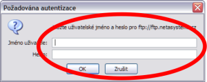 Požadována autentizace - Mozilla Firefox